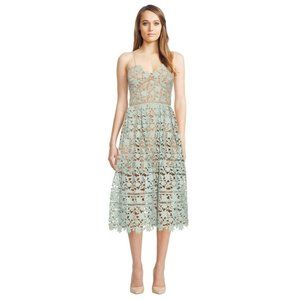 Self Portrait Dress Mint Green Azalea Lace Cut Out Style Midi Back Zip Size 10
